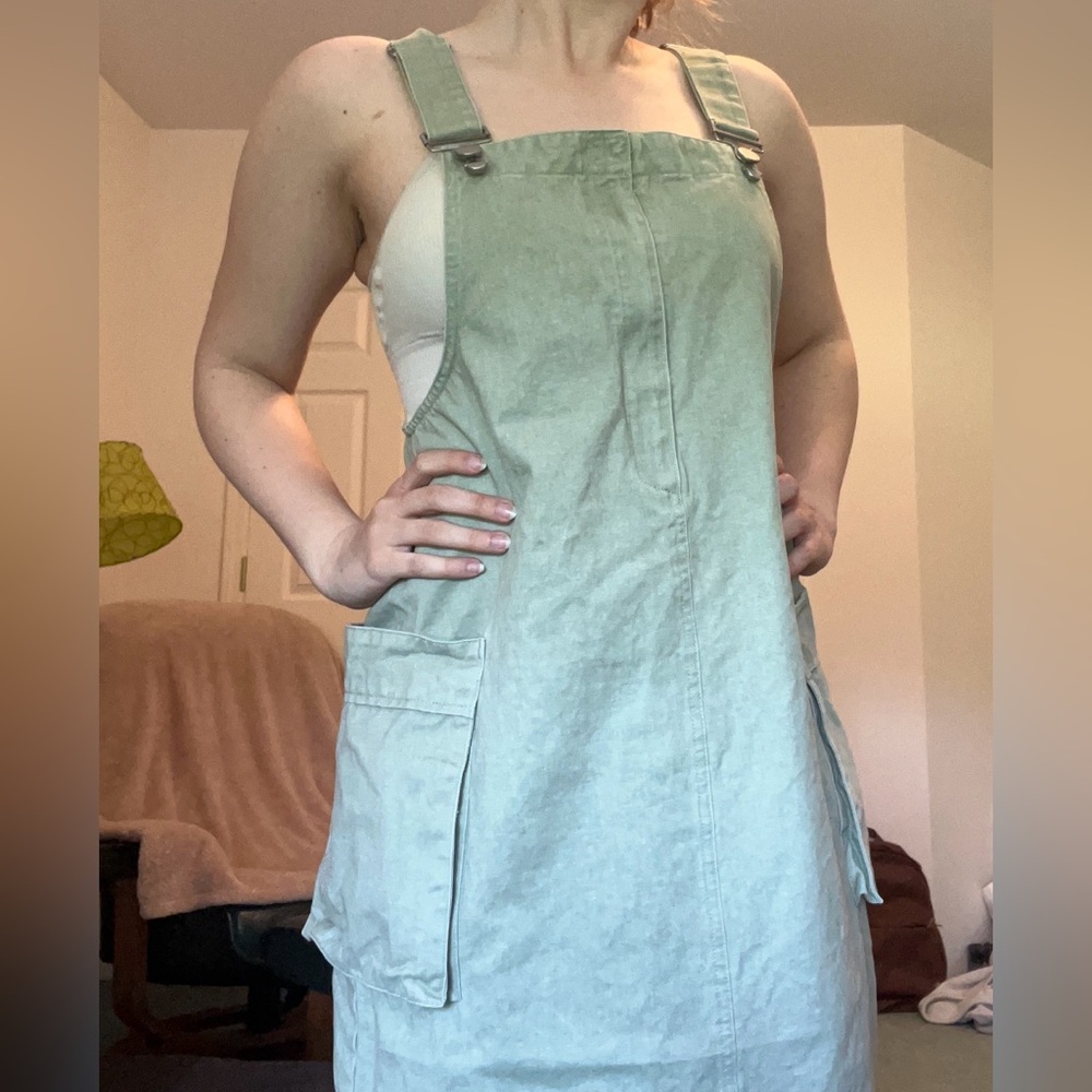 Women's Green Denim Overalls